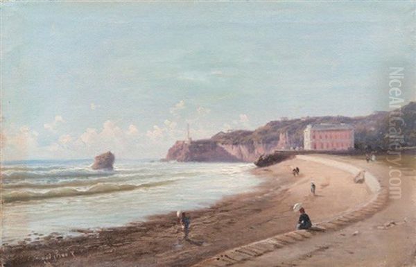 La Plage De Biarritz Oil Painting by Alfred Godchaux