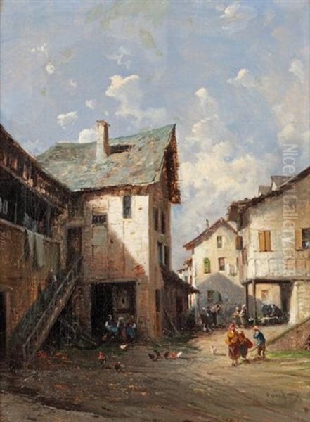 Vues De Village Du Pays Basque (pair) Oil Painting by Alfred Godchaux