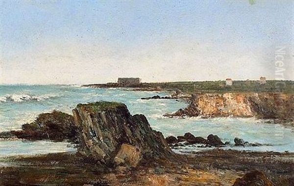 La Villa Sarah Bernhardt Sur La Pointe Des Poulains A Belle Ile En Mer Oil Painting by Alfred Godchaux