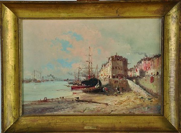 Vue D'un Port Oil Painting by Alfred Godchaux