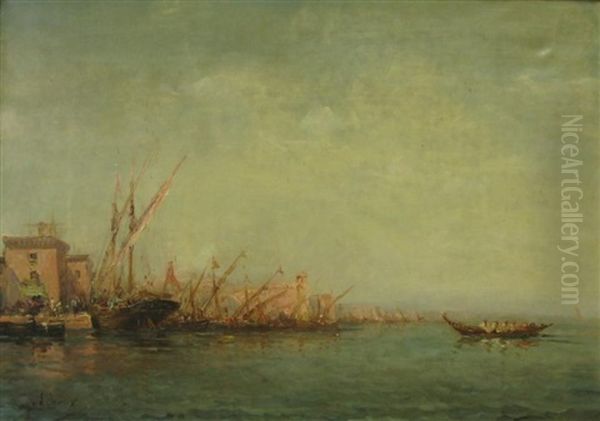 Scene De Port Oil Painting by Alfred Godchaux