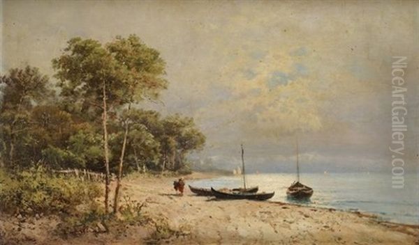 Coucher De Soleil En Bord De Mer Oil Painting by Alfred Godchaux