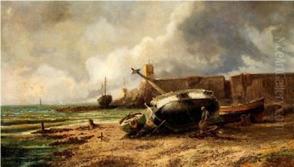 Pecheur Sur La Greve Oil Painting by Alfred Godchaux