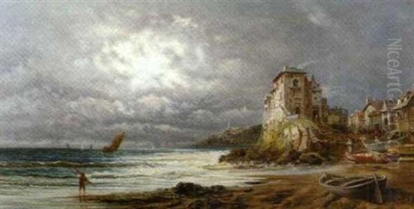 Village De Pecheurs Au Bord De L'ocean Oil Painting by Alfred Godchaux