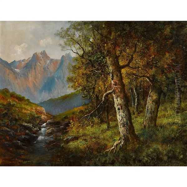 Bergbach Am Waldrand Oil Painting by Emile Godchaux