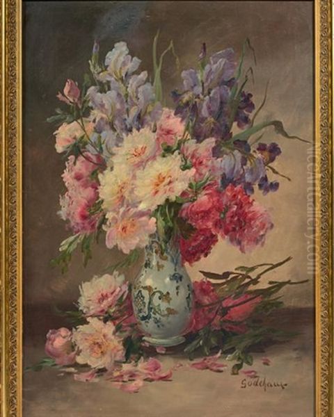 Vase De Fleurs Oil Painting by Emile Godchaux