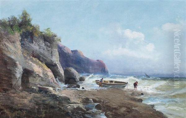 Falaises Pres D'etretat Oil Painting by Emile Godchaux