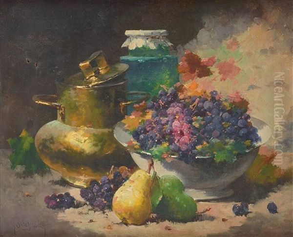 Nature Morte Aux Raisins Et Aux Poires Oil Painting by Emile Godchaux