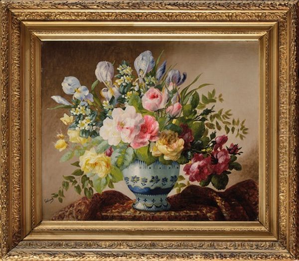 Bouquet De Fleurs Oil Painting by Emile Godchaux