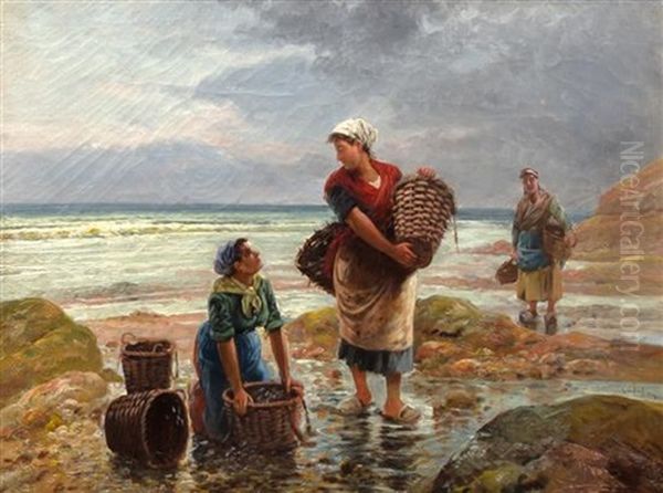 Three Fisherwomen Oil Painting by Emile Godchaux