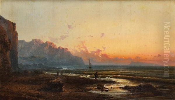 La Peche Au Crepuscule Oil Painting by Emile Godchaux