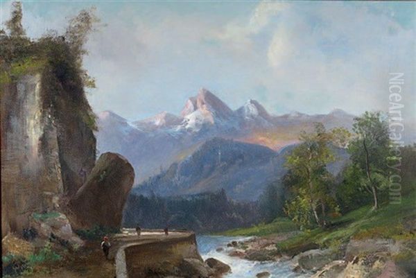 Paysage De Montagnes Oil Painting by Emile Godchaux