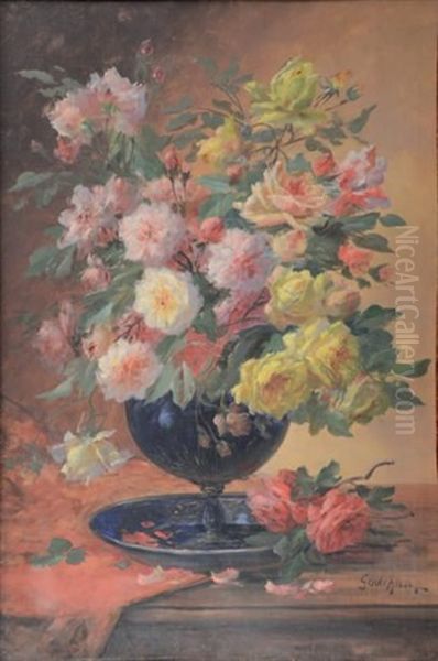 Bouquet De Fleurs Oil Painting by Emile Godchaux