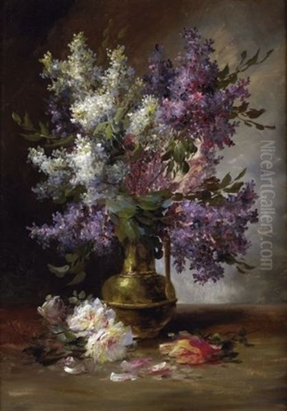 Bouquet De Lilas Oil Painting by Emile Godchaux