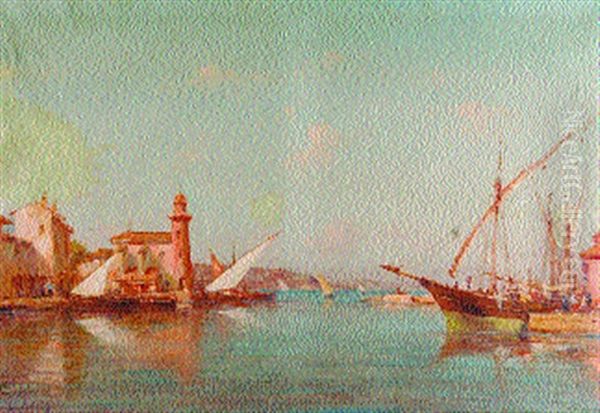 Port De Peche (+ Bord De Mer A Maree Basse, Lrgr; 2 Works) Oil Painting by Emile Godchaux