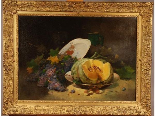 Nature Morte Au Melon Et Aux Raisins Oil Painting by Emile Godchaux