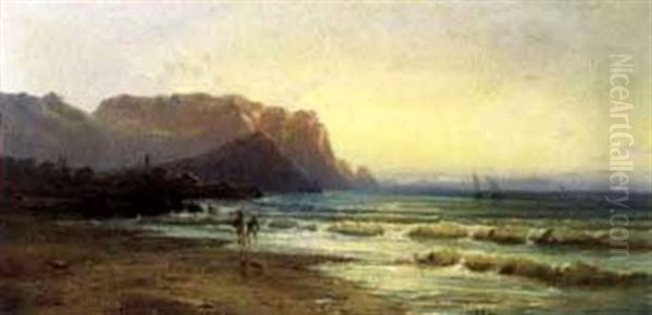 Strandlandschaft Bei Abendstimmung Oil Painting by Emile Godchaux