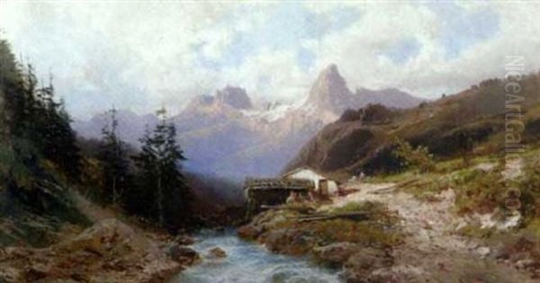 Torrent Dans Les Pyrenees by Emile Godchaux