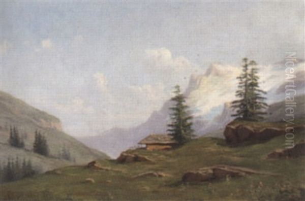 Sommerliche Alplandschaft Oil Painting by Emile Godchaux