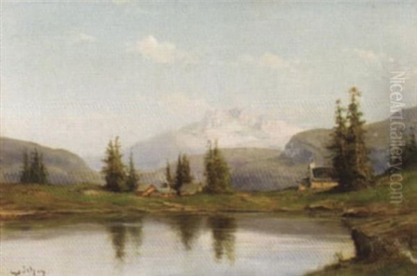 Der Bergsee Oil Painting by Emile Godchaux