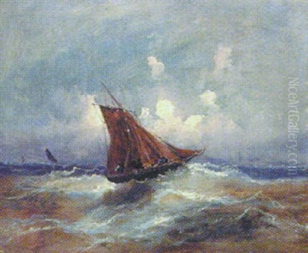 Bateau Par Gros Temps Oil Painting by Emile Godchaux