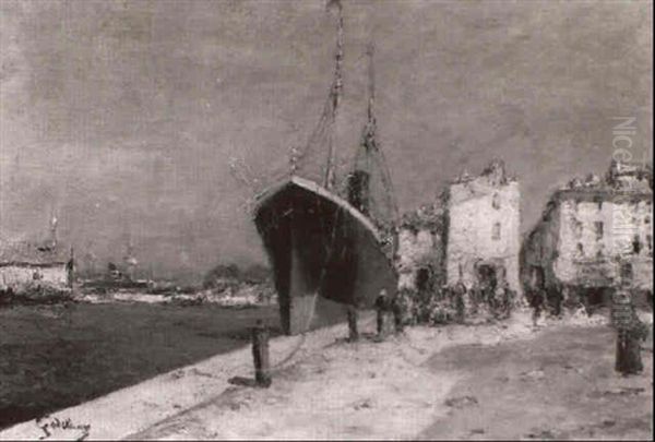 Scene De Port Oil Painting by Emile Godchaux