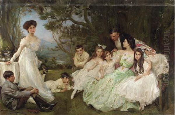 The Golden Butterfly - The Harvey Family Oil Painting by John Henry Frederick Bacon