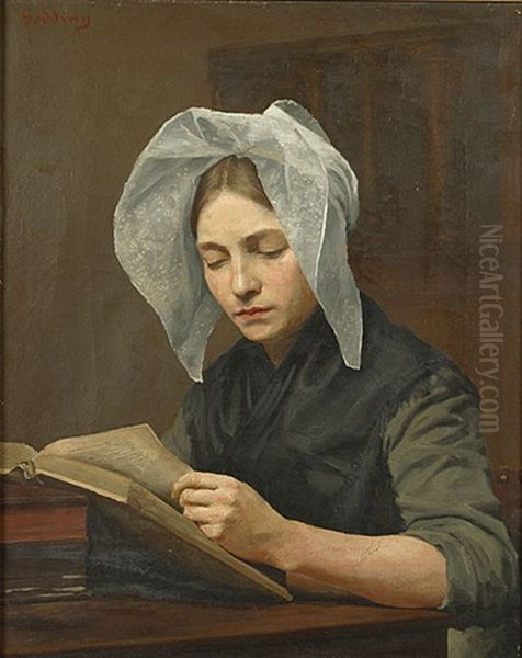 Lezende Vrouw Oil Painting by Emile Hendrik Godding