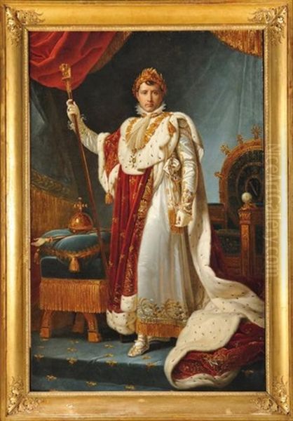 Portrait De L'empereur Napoleon Ier En Costume De Sacre (studio Of Baron Francois Gerard) Oil Painting by Marie Elenore Godefroy