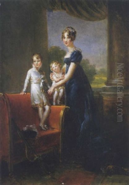 Portrait De La Reine Hortense Et Deux De Ses Enfants Oil Painting by Marie Elenore Godefroy