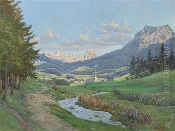 Dorflandschaft Oil Painting by Carl Goedel