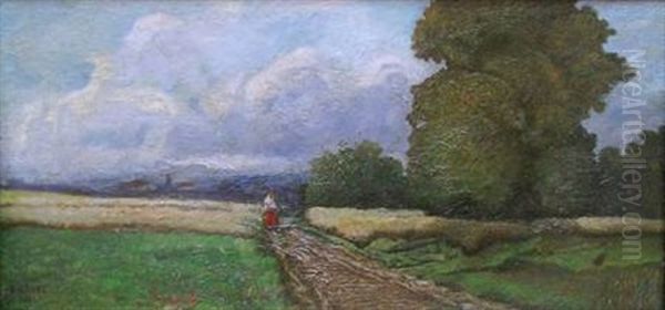 Sommerliche Erntelandschaft Mit Figurenstaffage Oil Painting by Carl Goedel