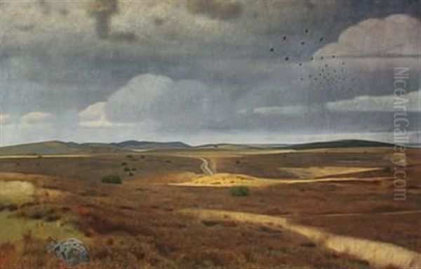 Danish Heath, Jutland. On The Plain Near Trehoje Oil Painting by Charles Godfredsen