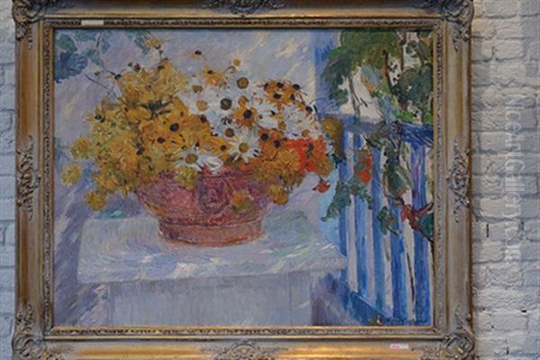 Fleurs Ensolleillees Oil Painting by Ernest Jean Joseph Godfrinon