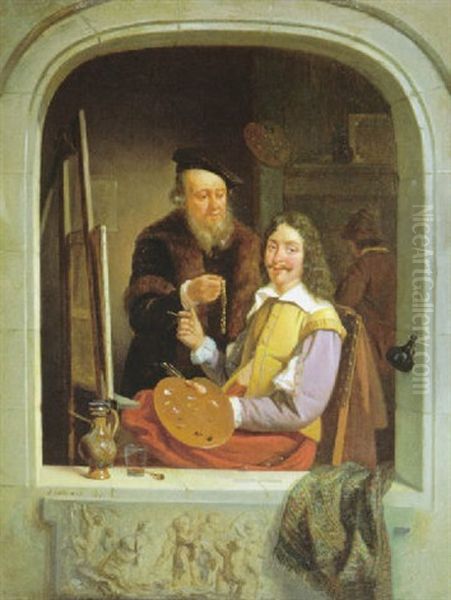 In Het Atelier Van De Schilder Oil Painting by Jacobus Ludovicus Godinau