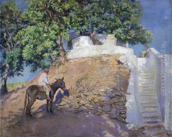 Nino Con Burro Oil Painting by Federico Godoy y Castro