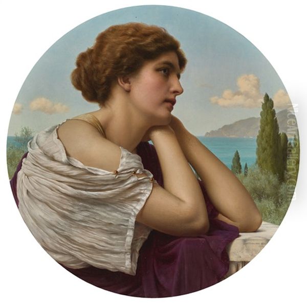 Heart On Her Lips And Soul Within Her Eyes Oil Painting by John William Godward