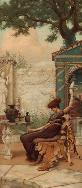 Winding Wool Oil Painting by John William Godward