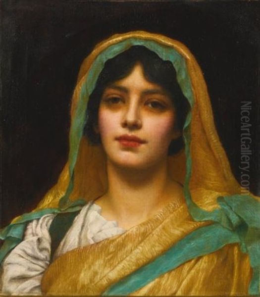 Head Of A Girl, Atalanta Oil Painting by John William Godward