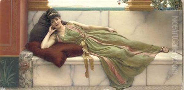 A Siesta Oil Painting by John William Godward