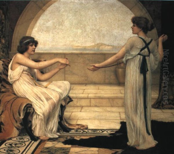 Winding The Skein Oil Painting by John William Godward