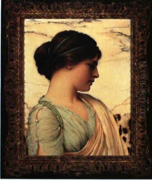 Portrait Of A Young Woman In Classical Garb Oil Painting by John William Godward