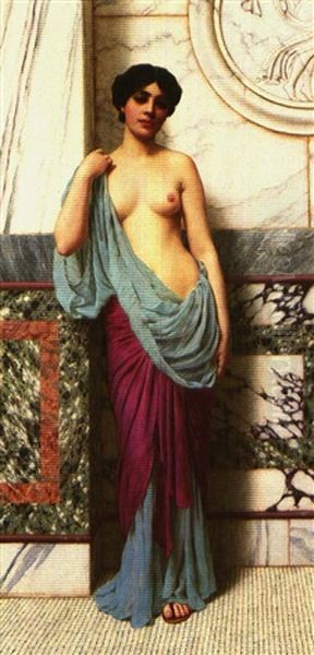 Draped Nude Oil Painting by John William Godward