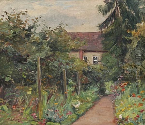 Gartenweg Im Herbst Oil Painting by Hermann Goebel