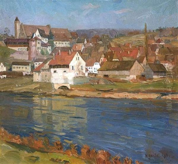 Sagemuhle In Gundelsheim Am Neckar Oil Painting by Hermann Goebel