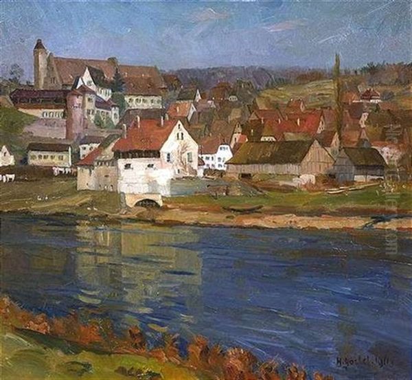 Sagemuhle In Gundelsheim A/n Oil Painting by Hermann Goebel