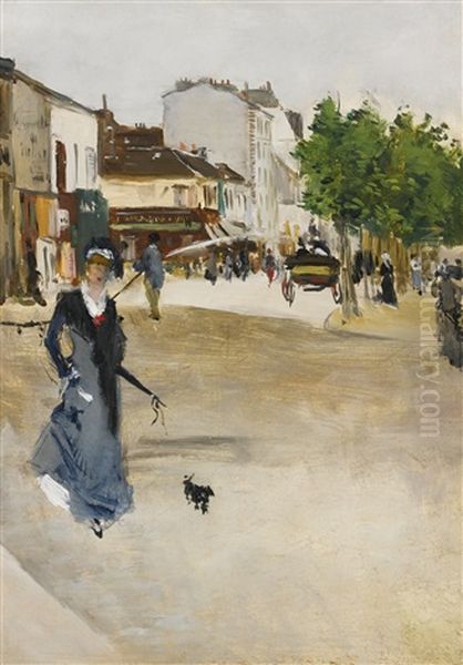 Boulevard De Clichy, L'elegante Au Caniche Oil Painting by Norbert Goeneutte