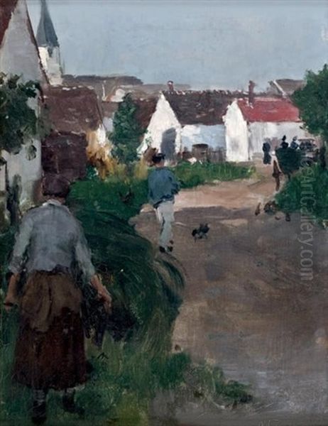 Entree Du Village D'epagny Oil Painting by Norbert Goeneutte