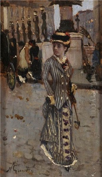 Elegante A Paris Oil Painting by Norbert Goeneutte