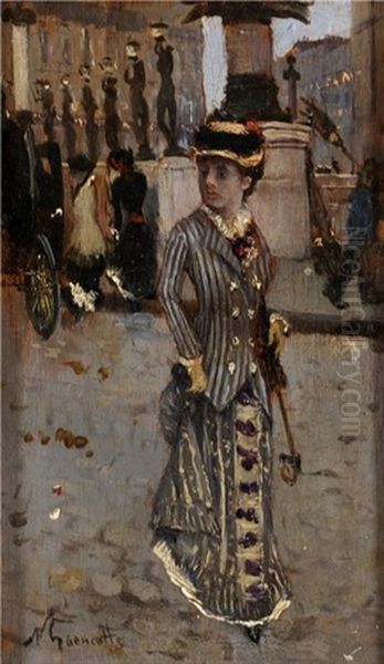 Elegante A Paris Oil Painting by Norbert Goeneutte